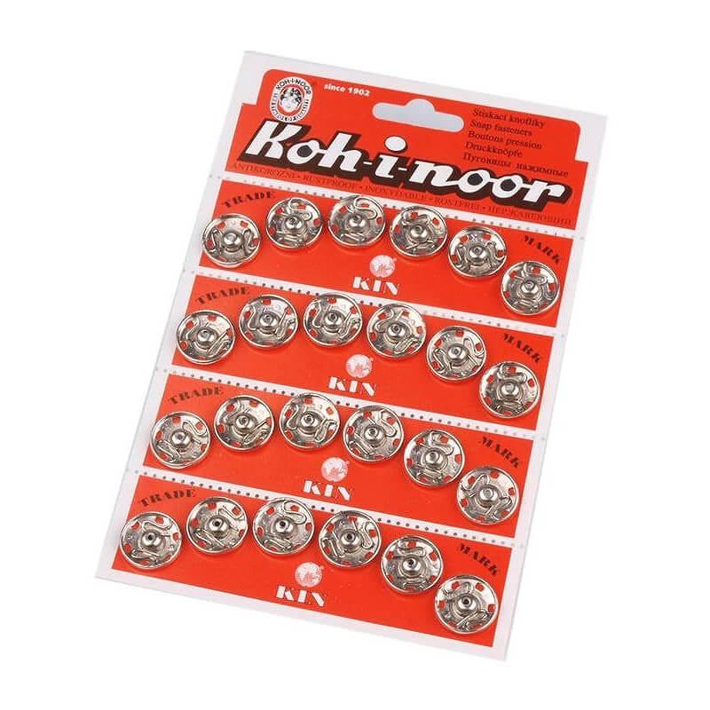 Sew-on metal snap button - silver