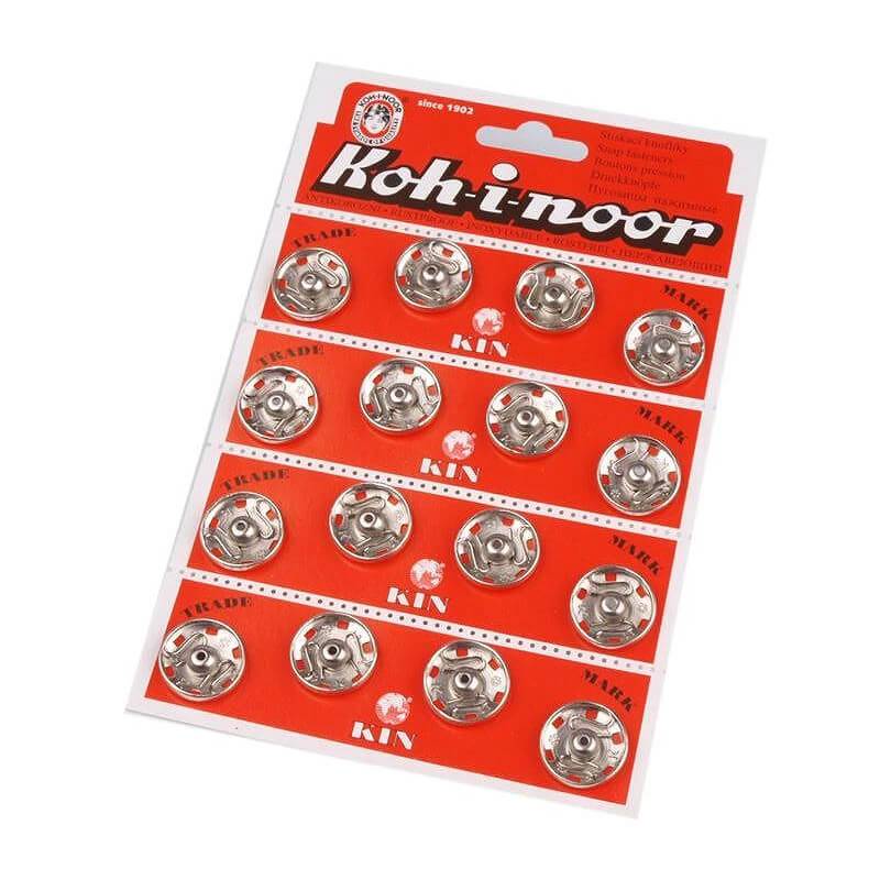 Sew-on metal snap button - silver