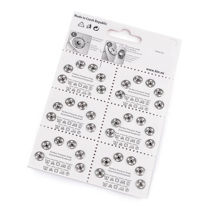 Sew-on metal snap button - silver