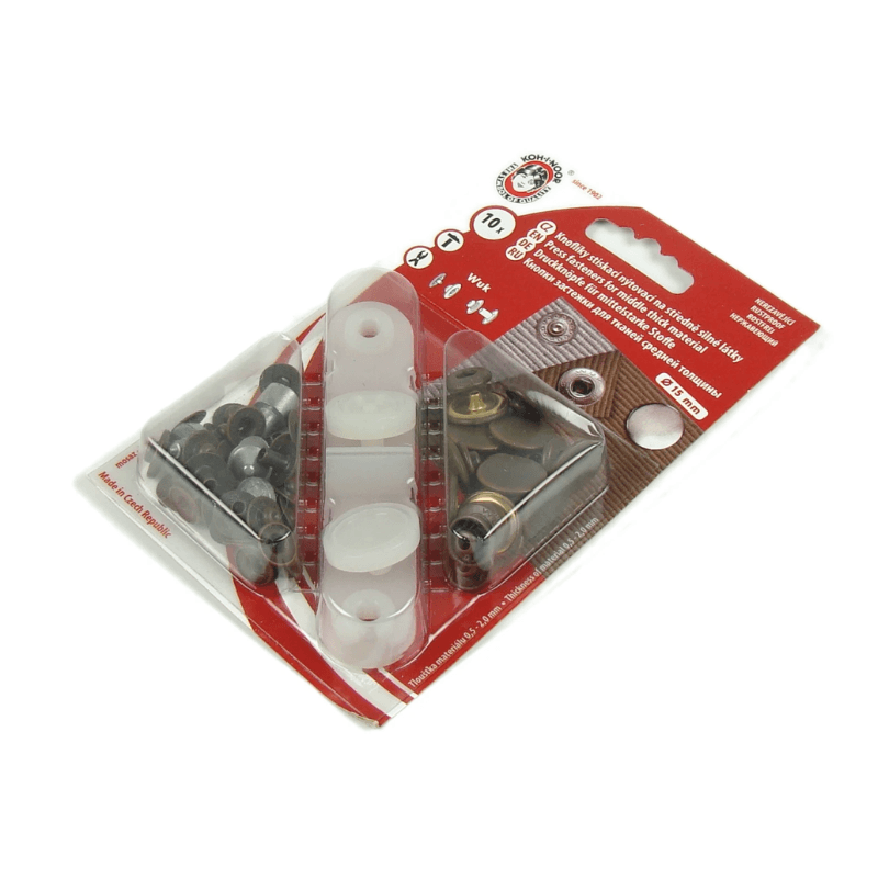 Wuk push-in metal snap buttons Ø15mm - for medium-thick fabrics