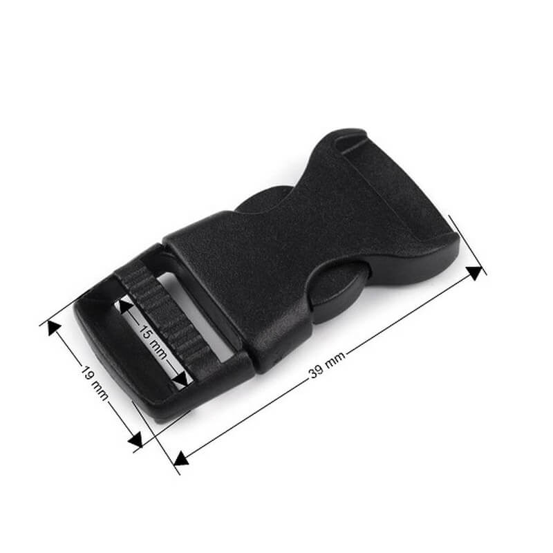 Plastmasas sprādze 15mm - melna 730593