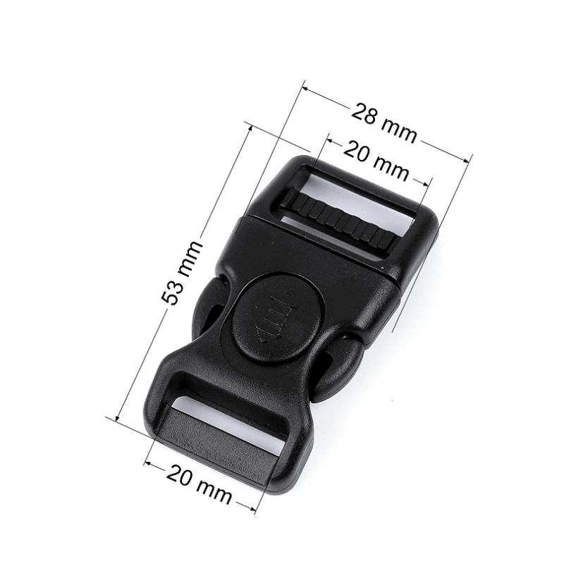 Plastic buckle clip with safety lock 20mm – black