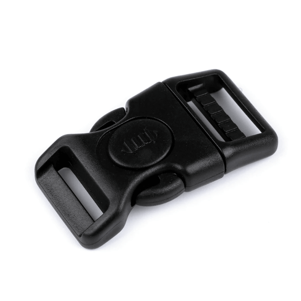 Plastmasas sprādzes klipsis ar drošības slēdzi 20mm – melns