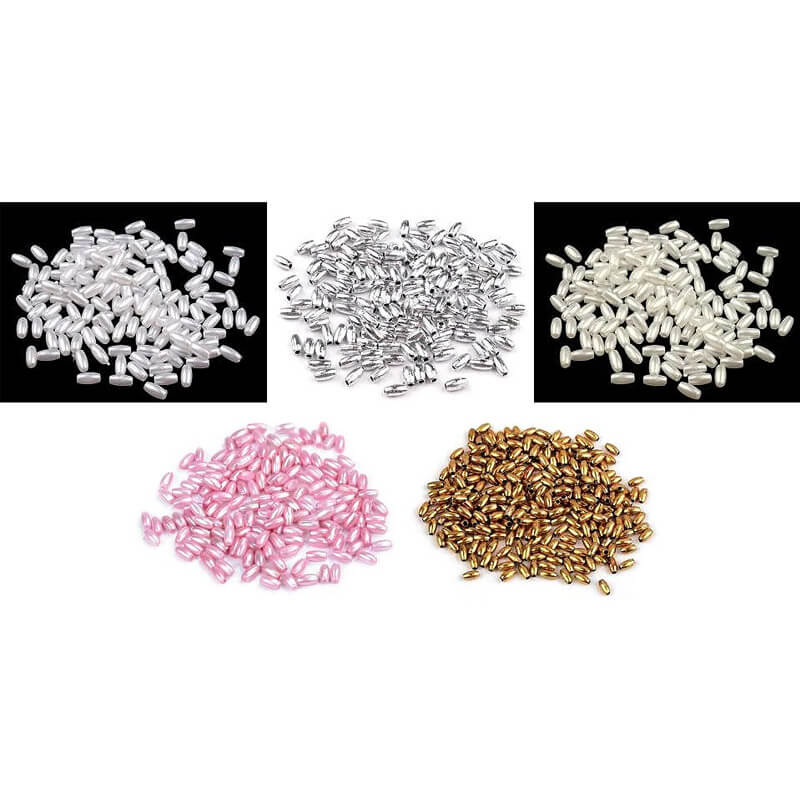 Plastmasas pērles / starplikas 3x6mm | 10g - rīsi