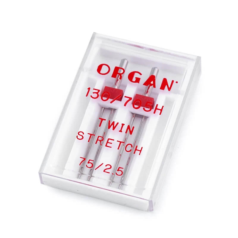 Organ Twin Stretch dubultās šujmašīnu adatas elastīgiem audumiem 130/705 H
