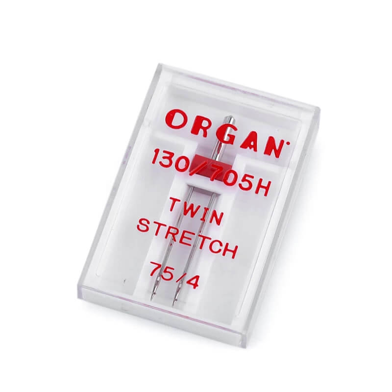 Organ Twin Stretch dubultās šujmašīnu adatas elastīgiem audumiem 130/705 H