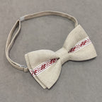 Linen fabric men's bow tie - linen gray with Ūsiņas brand ribbon