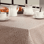 Tablecloth fabric 157cm – leaves on a beige background