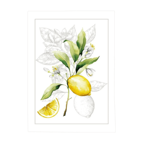 Virtuves dvielis 50x70cm – citroni - balts