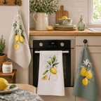 Virtuves dvielis 50x70cm – citroni - balts