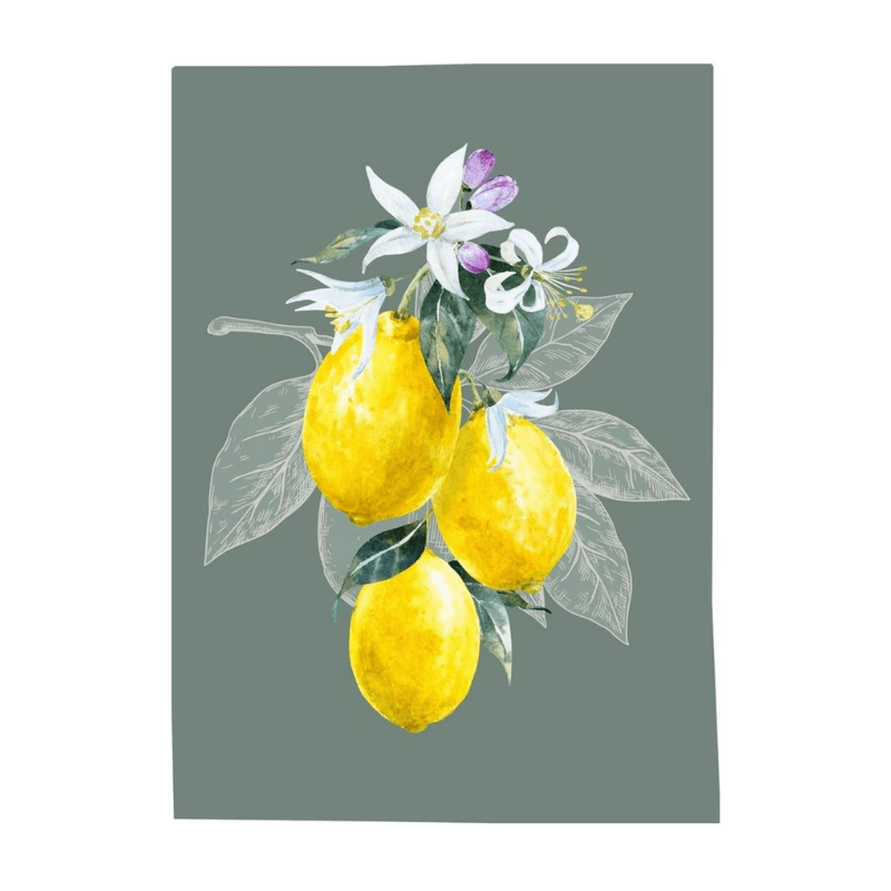 Virtuves dvielis 50x70cm – citroni - pelēks