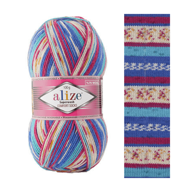 Alize Superwash Comfort Sock zeķu dzija – daudzkrāsaina 100g | 420m